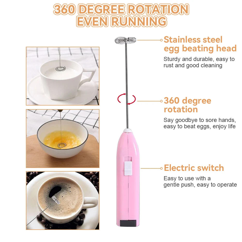 Description Picture 5 of itemElectric Handheld Egg Beater Household Kitchen Mini Stainless Steel Coffee Milk Tea Blender Beat Up The Cream Stirring Tools