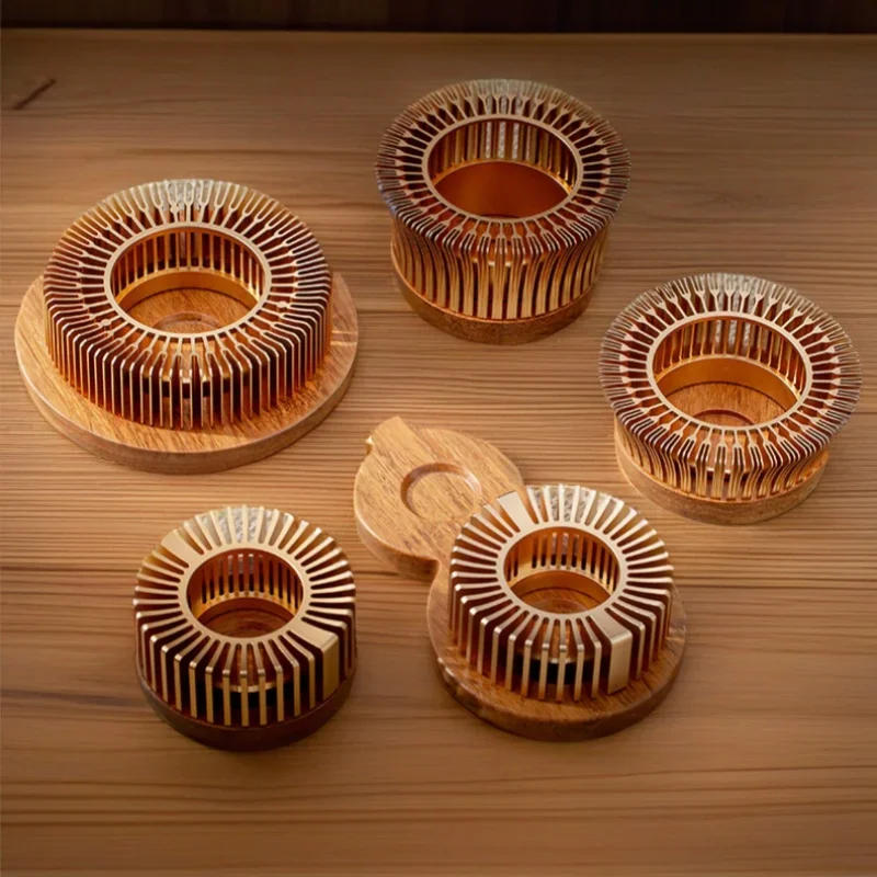 Description Picture 3 of itemNew Multifunction Candle Heater Teapot Warmer Aluminum Alloy Coffee Stove Wooden Teapot Trivets Round Base Teaware Accessories