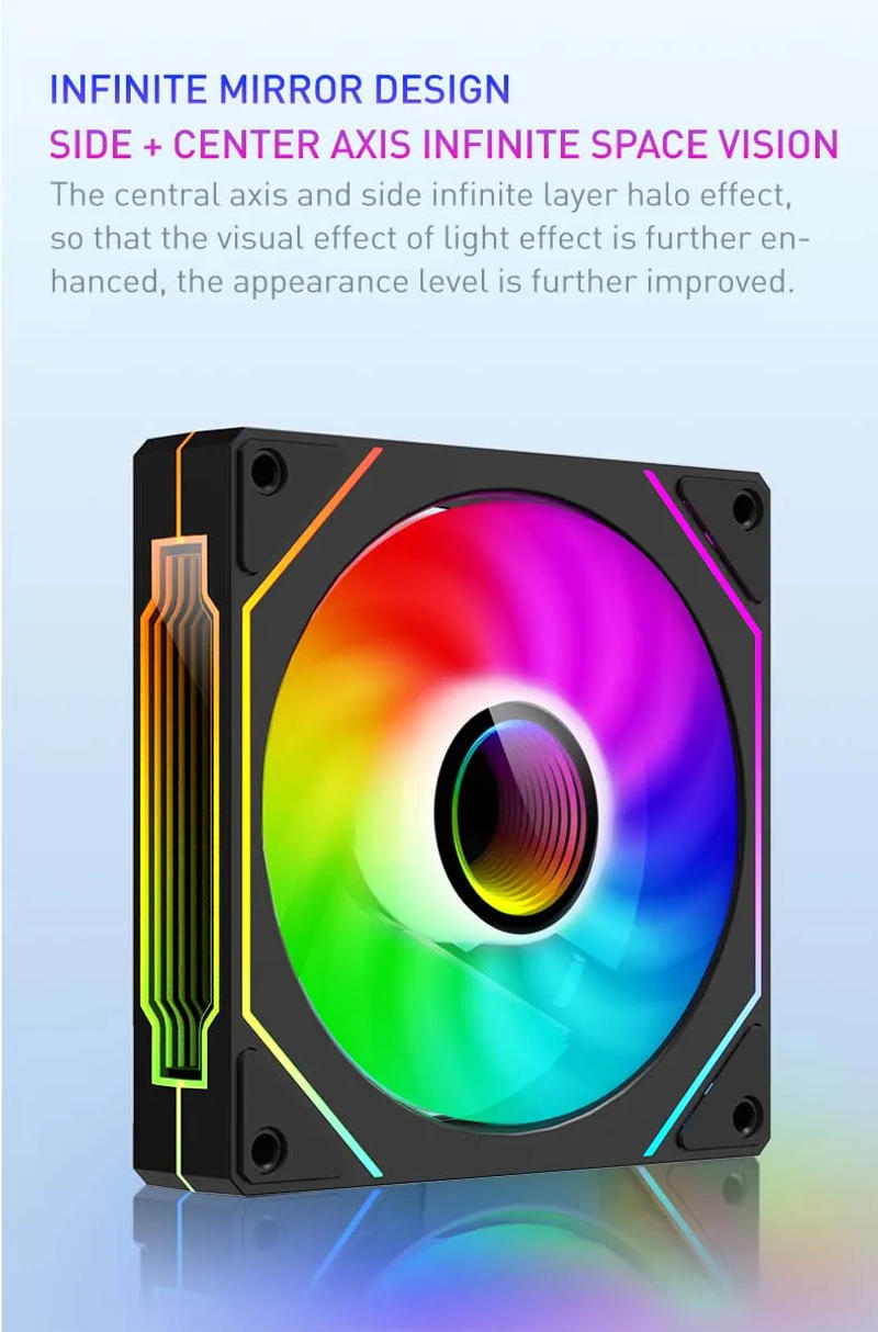 Description Picture 4 of itemOEM PRISM 4 PRO Computer Chassis Fan 12cm ARGB 4 Pin PWM Quiet Cooling Fan 12V Large Air Volume 45.2CFM/600-1500RPM