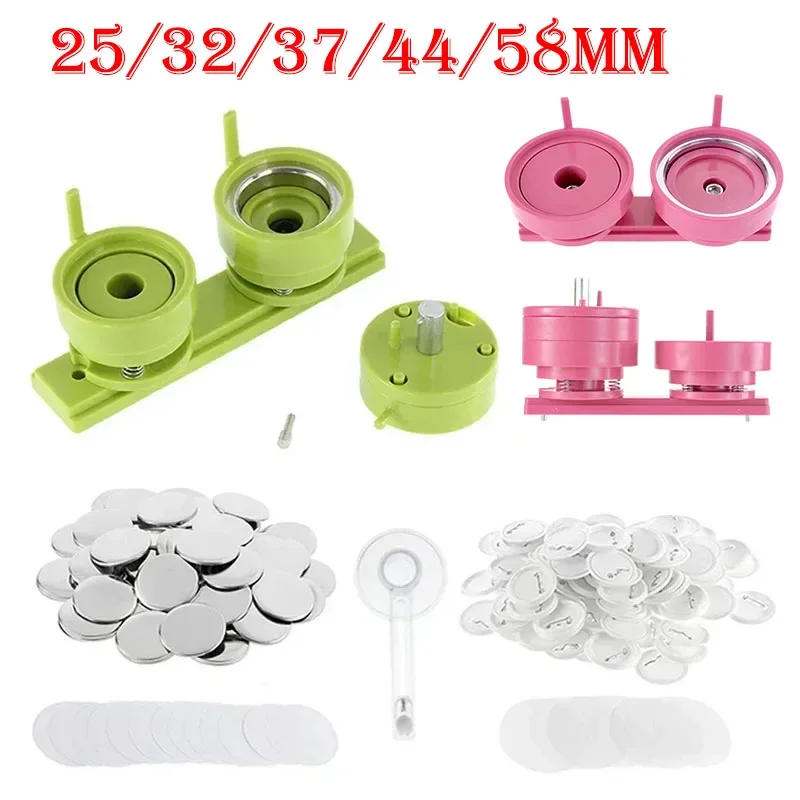 Description Picture 2 of item100Set Badge Pin Button Maker Parts + 25/32/37/44/58mm Interchangeable Die Mold+Circle Cutter for DIY Making Pins Badge Button