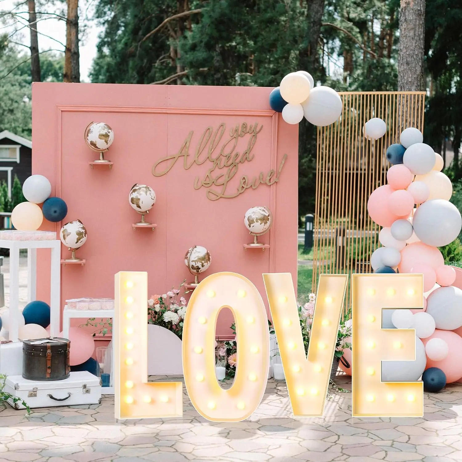 Description Picture 5 of item4FT DIY Marquee Letters Giant Mosaic Foam Board Letters Marquee Light up Letters PROM LOVE BABY MARRY ME Party Backdrop Decor