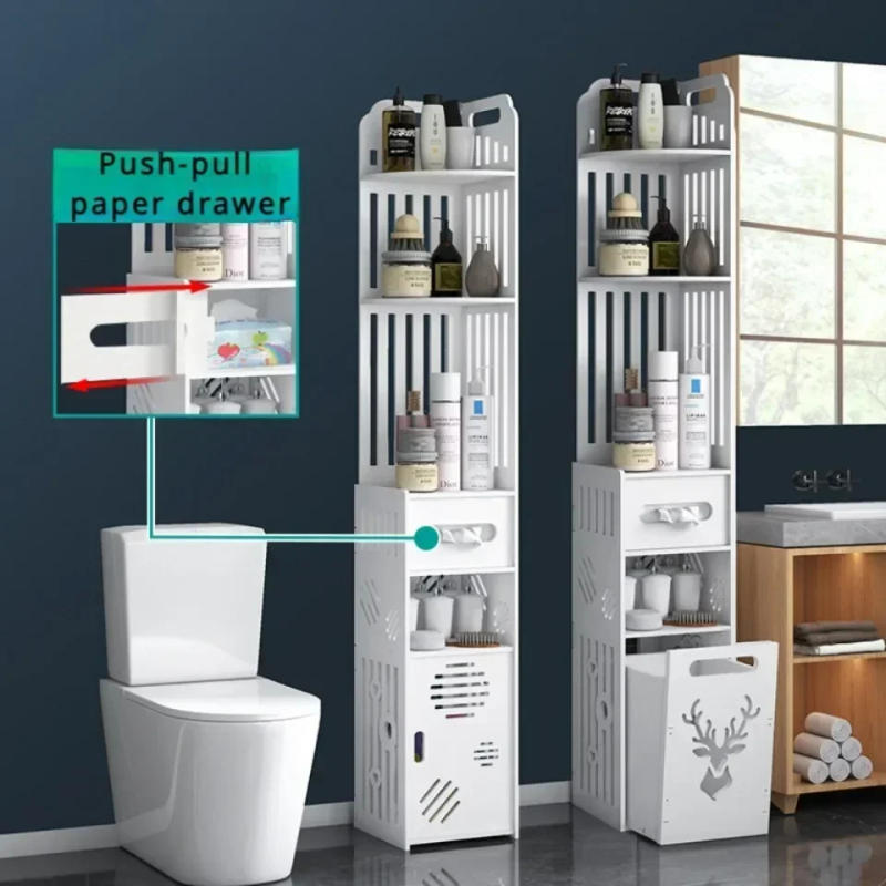 Description Picture 5 of itemFloor Standing Tall Bathroom Storage Cabinet Drawers Cabinet Narrow Seam Storages Rack and With Shelves Bathroom Triangle Shelfs