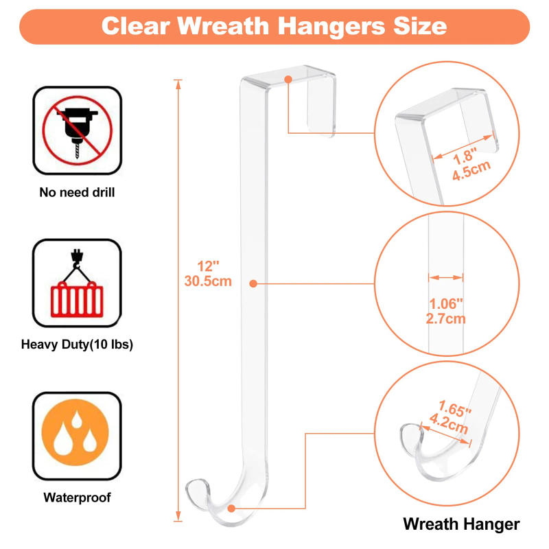 Description Picture 4 of itemChristmas Wreath Hanger Xmas Clear Door Hooks Punch-free Schoolbags Storage Party Hook for Birthday Party Home Decorations