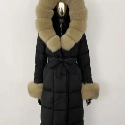 MENINA Fashion Winter Jacket Women Natural Real Big Fox Fur Collar Loose Thick Warm Goose Down Coat Outerwear Streetwear Luxury