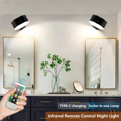 LED Wall Lamps Night Light Touch Sensing Switch Wireless Remote Control USB Rechargeable LED for Kitchen Bedroom Indoor Lighting