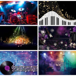 Laeacco Music Theme Party Photophone Notes Light Spots Birthday Photography Backgrounds Photographic Backdrops For Photo Studio
