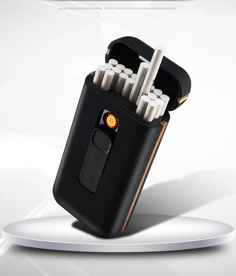 Description Picture 4 of item2-in-1 Interchangeable Tungsten Cigarette Case USB Charging Lighter Regular 20 Cigarettes Portable Cigarette Accessories For Men