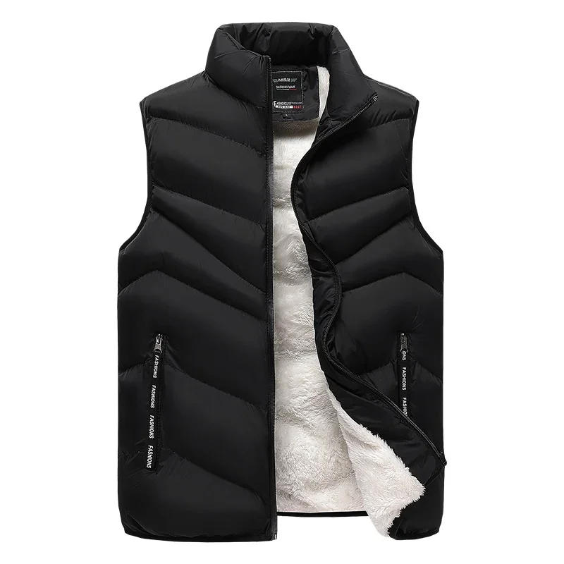 Description Picture 6 of itemCotton Jacket  Men's Autumn Winter New Solid Color Vest  Pocket Sleeveless Parka Loose Simple Commuting