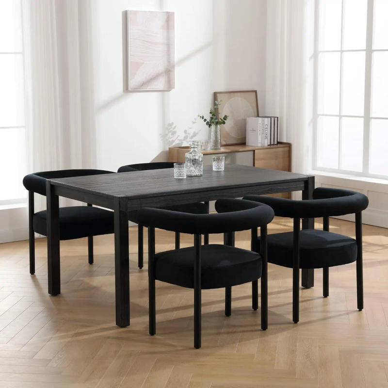 Description Picture 2 of itemMid-Century Modern Dining Chairs Set of 4, Armrest Barrel Dining Chairs Side Chairs with Curved Upholstered Wood Armchairs