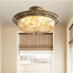 European Copper Semi-Ceiling Lamp for Bedroom Study Modern D40cm Ceiling Lamp for the Hallway Aisle Home Decor Indoor Lighting