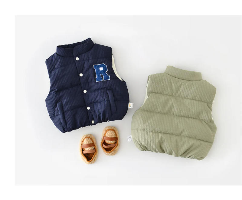 Description Picture 5 of item2025 Winter New Baby Sleeveless Warm Vest Cotton Infant Letter Casual Vest Jacket Toddler Boys Girls Thick Windproof Vest Coat