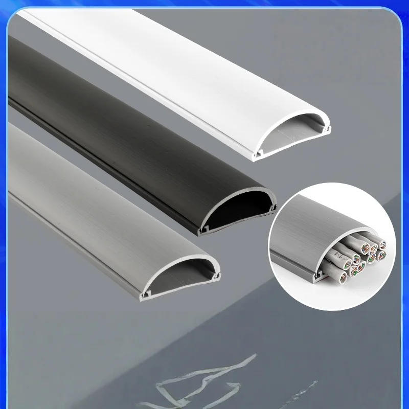 Description Picture 2 of item1pc 1m/39.37in Slot Floor Cord Cover Self-Adhesive Cord Protector Extension Wiring Duct Protector Electric Wire Slot Cable