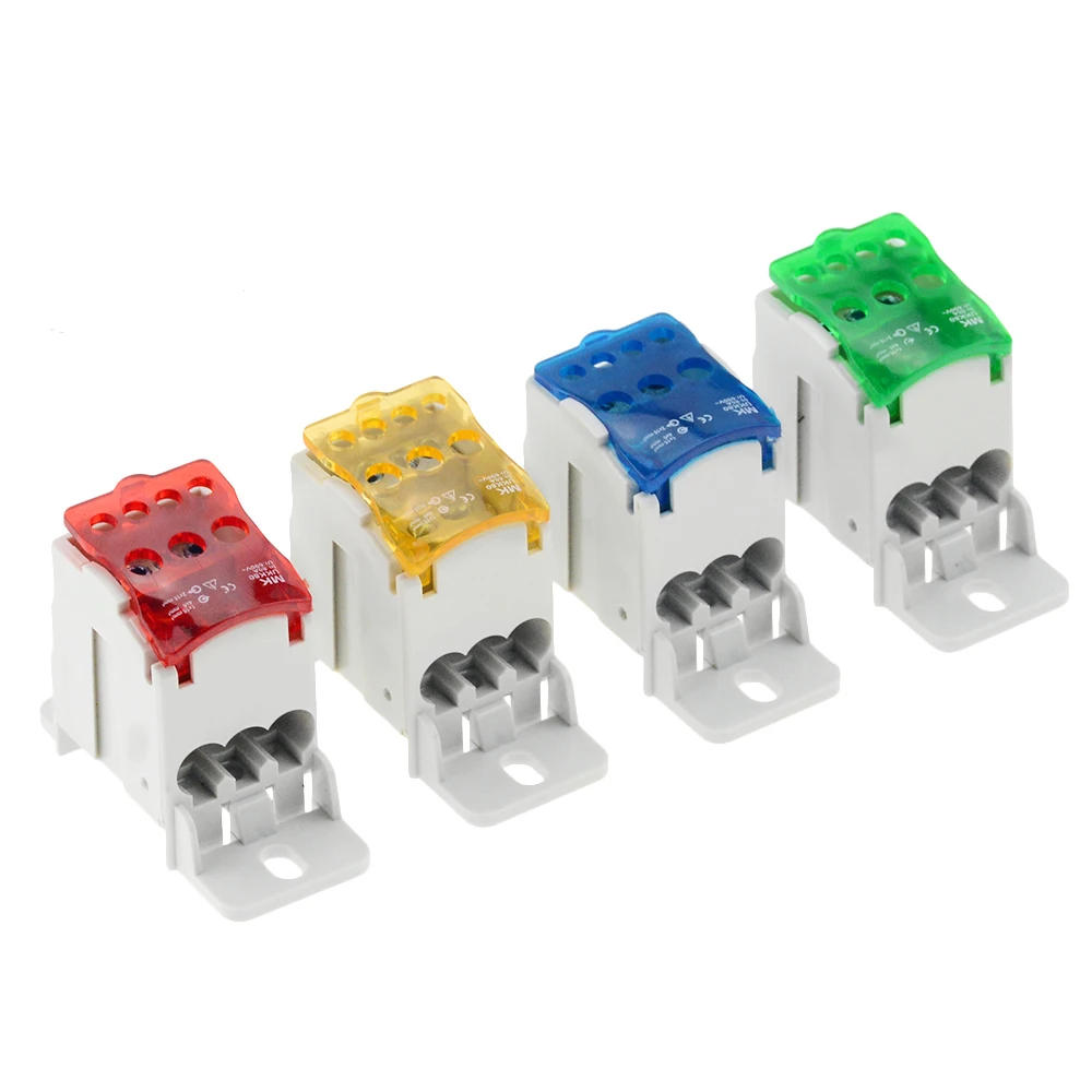 Description Picture 3 of item1PC UKK80A Terminal Block 1 in many Out Din Rail distribution Box Universal Electric Wire Connector RED YELLOW BLUE GREEN
