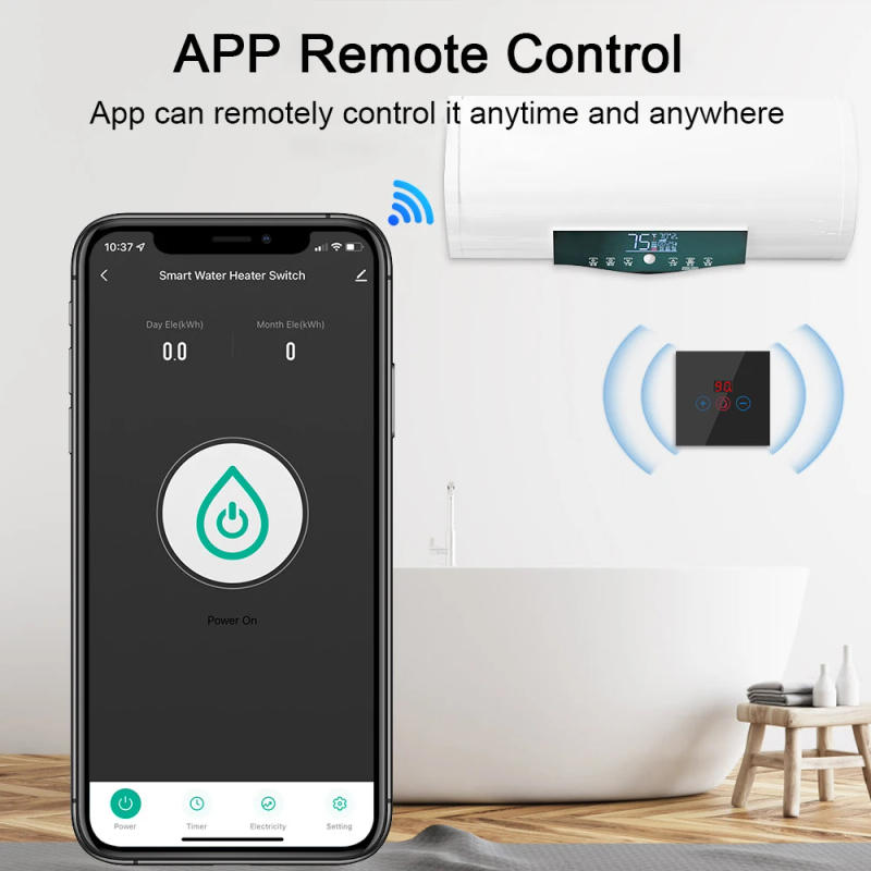Description Picture 3 of itemTuya 20A WiFi Boiler Switch Power Monitor EU/US 4400W Smart Water Heater Panle APP Remote Control Works With Alexa Google Home