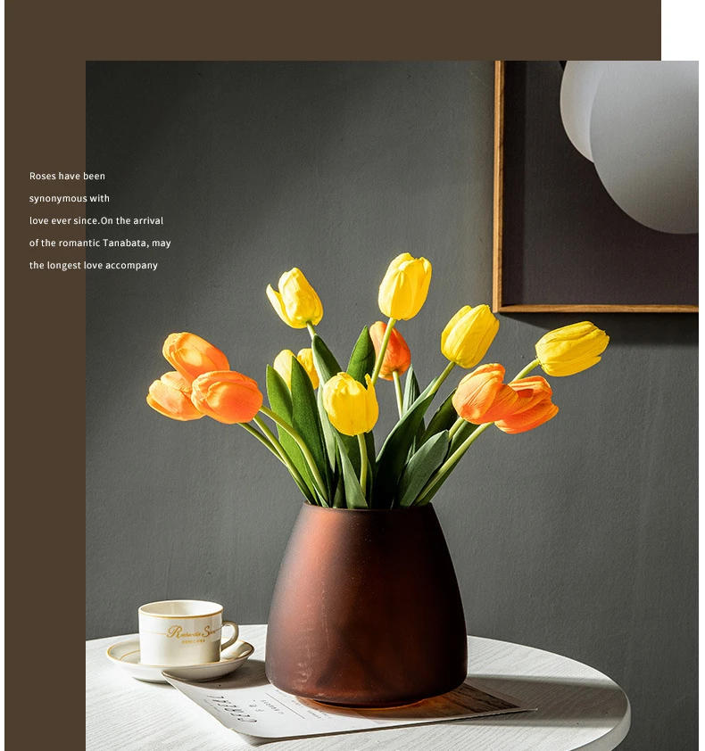 Description Picture 6 of itemNordic Light Luxury Home Decor Frosted Glass Vase Living Room Decoration Table Flowers Hydroponic Vase Terrarium Decor