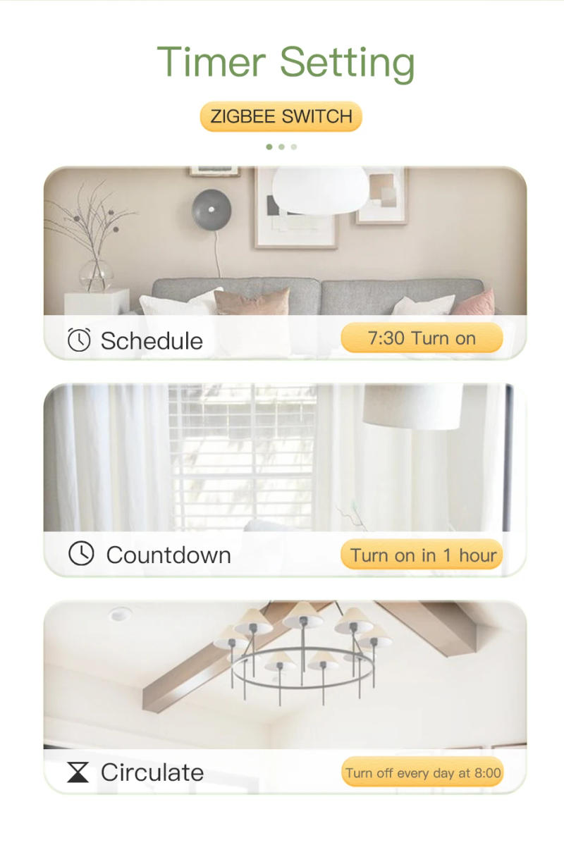 Description Picture 5 of itemBSEED Zigbee Touch Switches 1/2/3Gang 1Way Smart Light Switch Sensor Wall Switches Tuya Control Smart Life APP Google Alexa