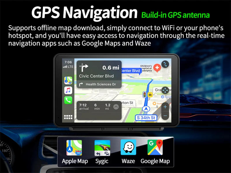 Description Picture 4 of itemImagebon 7 Inch E70 Android 13 Dash cam Wireless CarPlay & Android Auto Car DVR 5G WiFi Build In GPS Bluetooth Multimedia Player