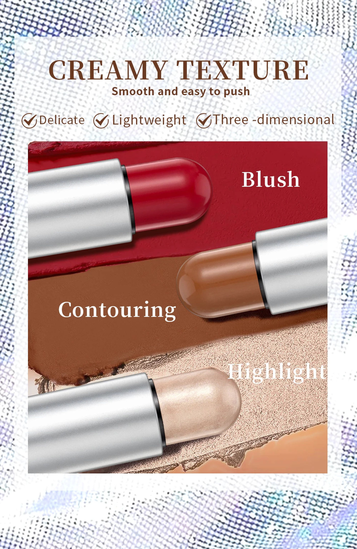 Description Picture 4 of itemQIBEST Highlighting&Bronzer Stick Face Brightening Blusher Rouge Concealer Pen Long Lasting Highlight Contouring Blush Makeup