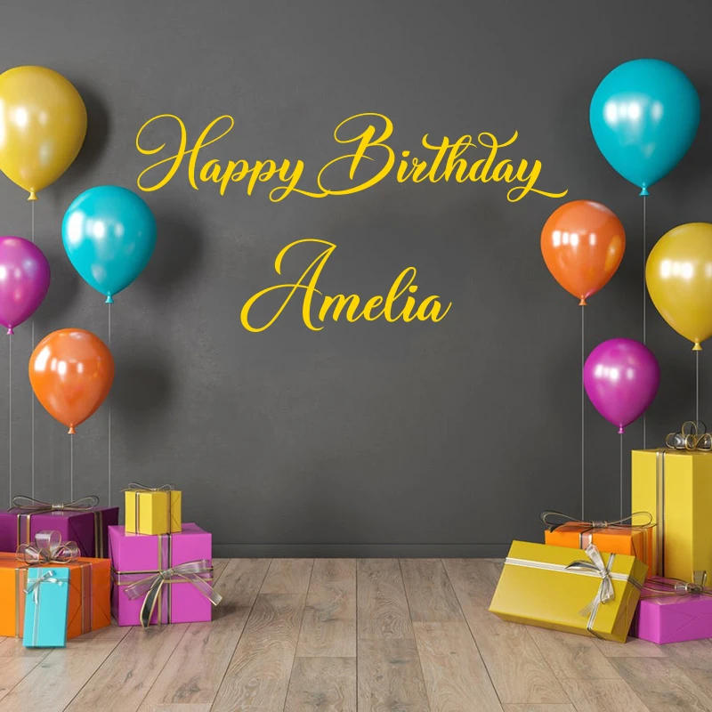 Description Picture 2 of itemHappy Birthday Sign Vinyl Wall Board Sticker Parties Anniversaire Personalized Home Decoration Custom Kids Name Wall Art Decals