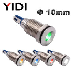 Customized 10mm LED Indicator Light Warning Panel Mount Pilot Lamp Amber White Blue Red Waterproof Signal Lamp 12V 24V 110V 220V
