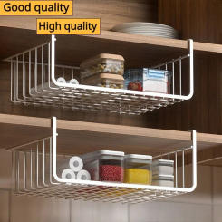 Metal Hanging Basket Large Shelves Spice Dishes Storage Pantry Kitchen Closet Rack Under Desk Cabinet Office Bathroom Organizers