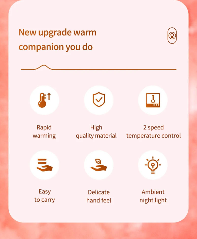 Description Picture 3 of itemPortable Electric Hand Warmer Usb Rechargeable Fast Heating Heater Pocket Warmers Electric Hand Stove For Winter Power Bank