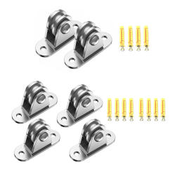2/4Pcs Heavy Duty Fixed Pulley with Mounting Screws and Expansion Pulley Block Kit Detachable for Sliding Gate and Wire Rope