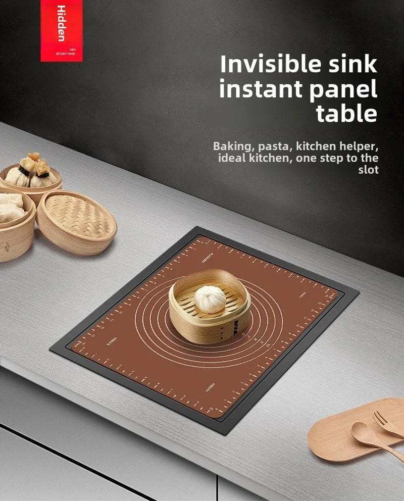 Description Picture 4 of itemKitchen 304 Stainless Steel Hidden Small Single Slot Sink, Island Bar with Cover, Invisible Folding Faucet Sink