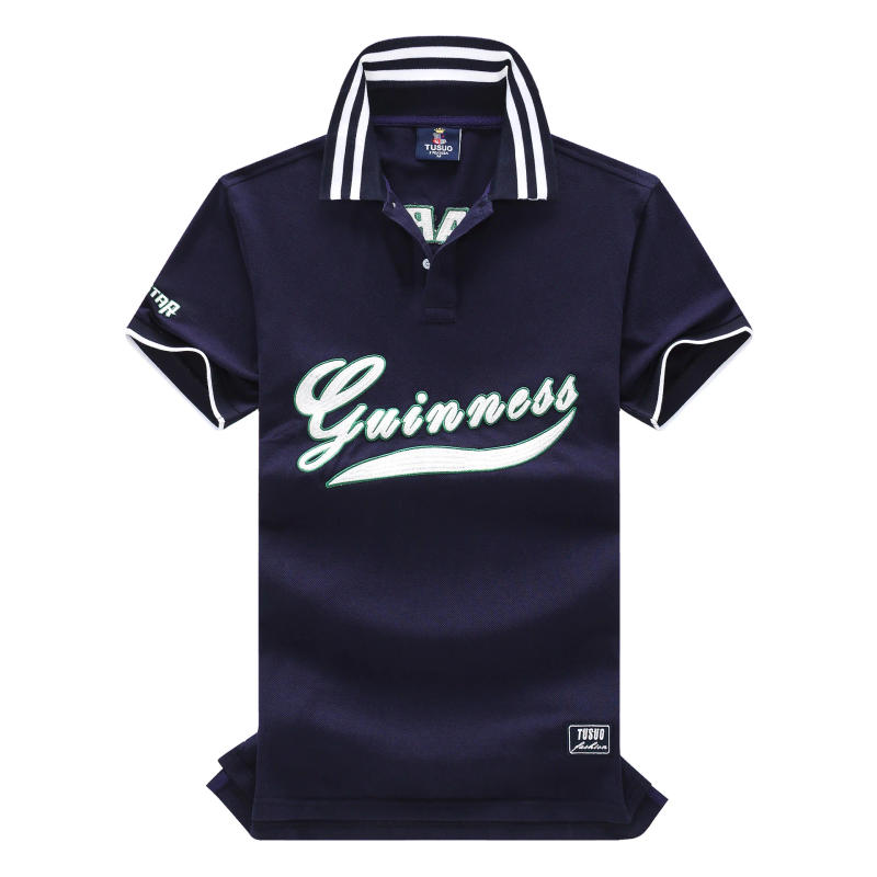 Description Picture 5 of itemNew trend high comb pure cotton short sleeved polo shirt for men's high-end three-dimensional embroidery fashion sports sapphire