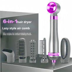 Multifunctional 6 In 1 Hair Dryer Comb Set Hair Dryer Professional Salon Curling Iron High Speed Comb Hair Dryer