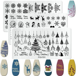 Christmas Nail Stamping Plate Xmas Snowflake Pattern Nail Art Christmas tree Lanter Image Plates Nail Printing Stencil Templates
