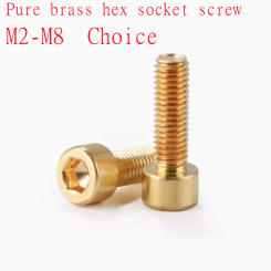 2~50pcs DIN912 Pure Brass Hex Socket Cap Head Screws M2 M2.5 M3 M4 M5 M6 M8 M10 Allen Key Head Screw Bolt