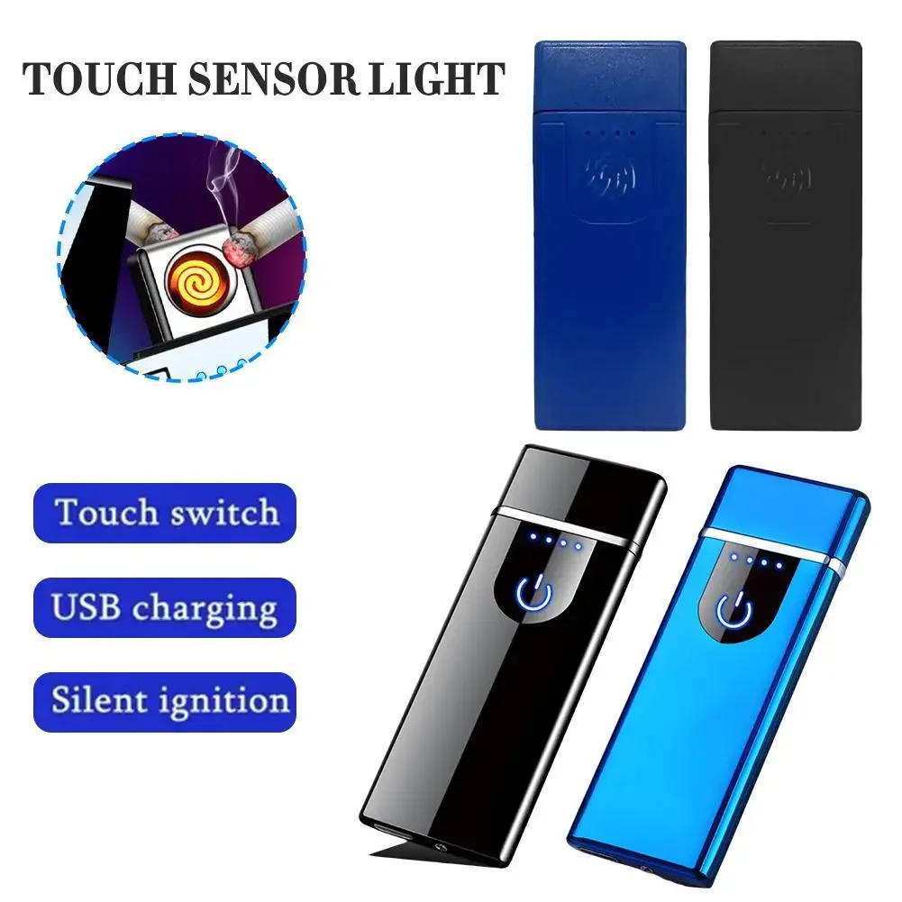 Description Picture 2 of itemPlastic Touch-Sensitive Electric Lighter Usb Rechargeable Windproof Tool Men'S Gift Double-Sided Smoking Ultra-Thin
