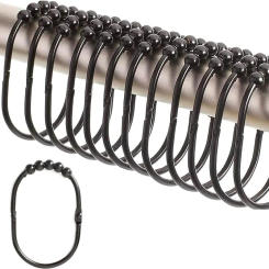 Depot Wide Shower Curtain Rings/Hooks Set, Decorative Polished Chrome Finish, 100% Rustproof Stainless Steel, Set of 12 Rings