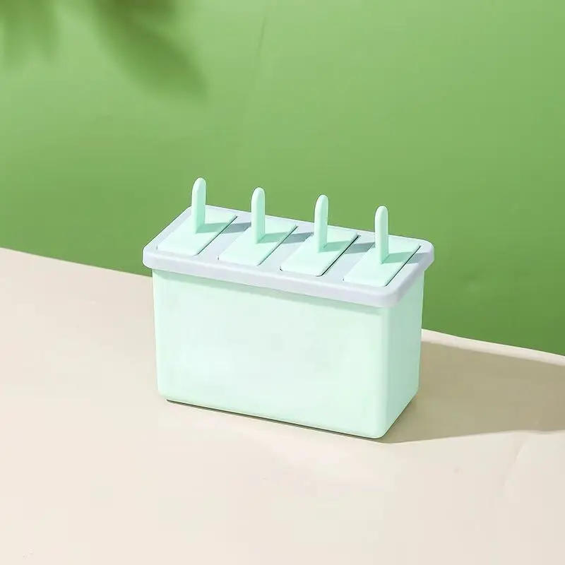 Description Picture 4 of item4 Compartments Ice-Cream Molds Home Food-Grade Frozen Refrigerator Stick Popsicle Homemade Ice Lattice Ice Box Popsicle