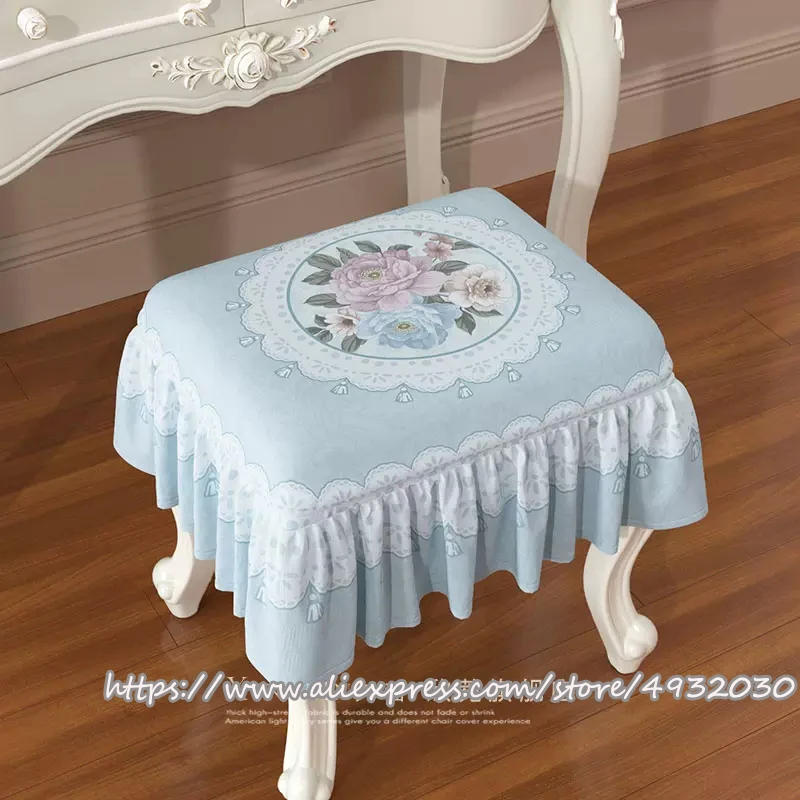 Description Picture 4 of itemEuropean style skirt Makeup stool cushion cover chair cushion bedside table  piano stool shoe stool cushion cover