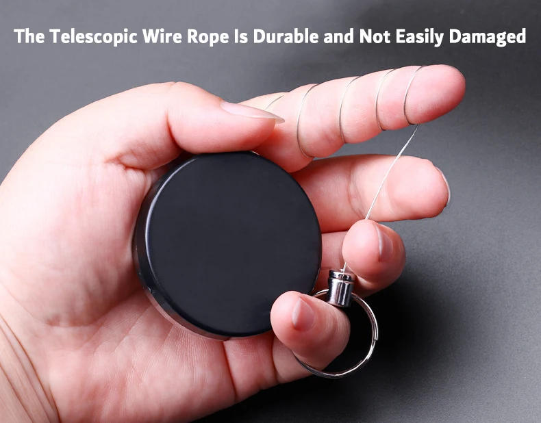 Description Picture 6 of itemPull Keyring Telescopic Wire Rope Burglar Key Holder Tactical Keychain Outdoor Fishing Camping Tool Automatic Key Ring with Clip