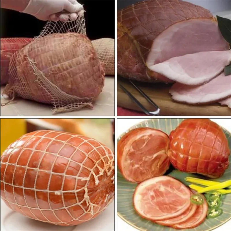 Description Picture 4 of itemWoven Smoked Meat Packaging Net Cover Elbow Barbecue Ham Sausage Bacon Cooked Food Net Bag Kitchen Cooking Tool Accessories
