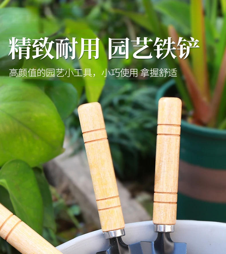 Description Picture 2 of item1Pc Stainless Steel Gardening Shovel Flower Planting Shovel Garden Wooden Handle Home garden tools Small Home Shovel Spade
