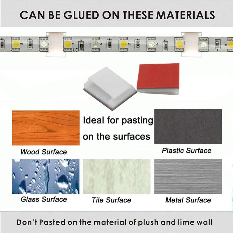 Description Picture 6 of item10pcs/30pcs/50pcs Self-adhesive Wire Bundle Holder Tie Mount Clip for10mm wide Fix LED Strip lights Connector Tie Mount Suitable