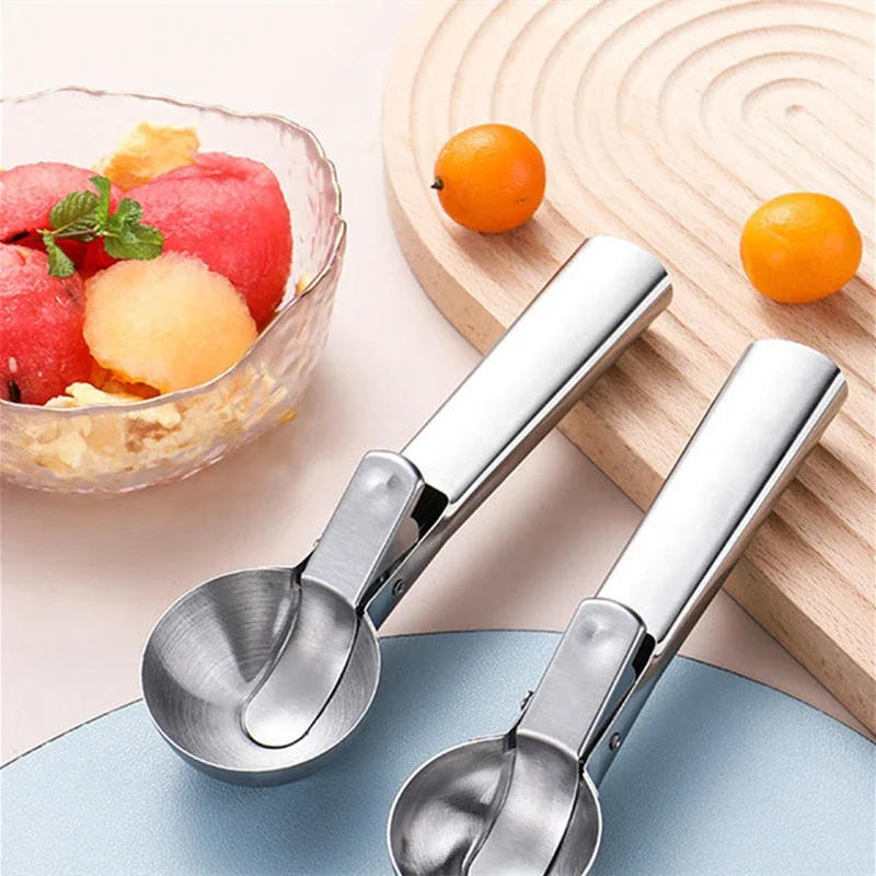 Description Picture 2 of itemStainless Steel Ice Cream Scoops Dual-purpose Fruit Watermelon Spoon Digger Ball Scoop DIY Ice Ball Maker Ice Cube Maker
