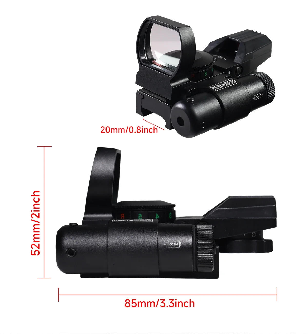Description Picture 5 of itemRed Dot Sight with Laser Series HD103 HD101 4 Reticle Optics Sight Red Green Dot Airsoft Scopes Glock Hunting Rifle Scope