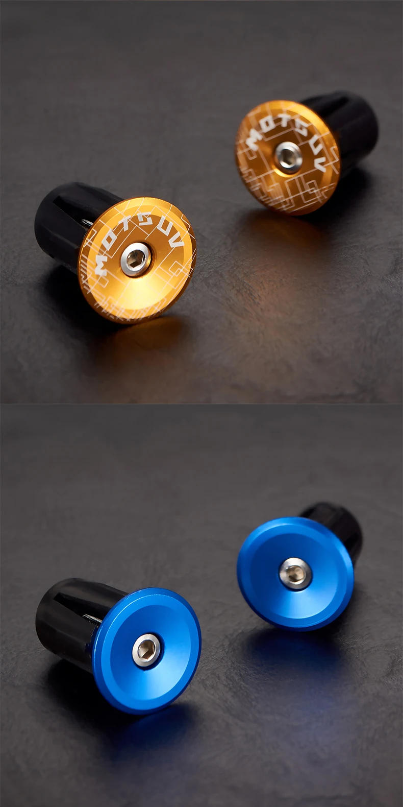Description Picture 3 of itemBicycle Handbar Grips with 1Pair Alluminium Alloy End Plugs,Rubber, Non-slip,Bilateral Lock Cycling