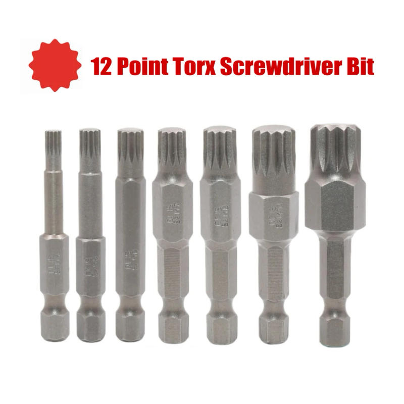 Description Picture 4 of item1pc 50mm 12 Point Torx Screwdriver Bit 1/4'' Hex Shank Security Torx Bits Drill Magnetic Electric Screwdriver Bit M5 M6 M7 M8