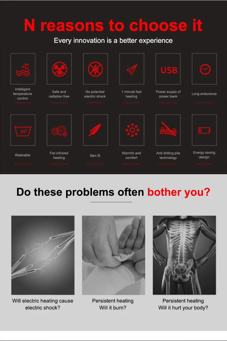 Description Picture 5 of itemX-TIGER 9/2 Places Heated Jacket Men Women USB Electric Thermal Warm Hunting Coat Winter Outdoor Camping Hiking Heated Vest