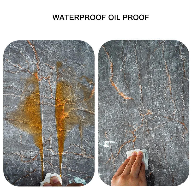 Description Picture 3 of item10M Waterproof Foil Marble Wallpaper for Bathroom Washbasin PET Self Adhesive Oil Proof Removable Kitchen Sticker Contact Paper