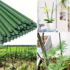 20pcs Garden Stakes Coated Steel Plant Poles, Used To Support Climbing Tomatoes Trees Beans Yellow Flowers, Fixing Trees And