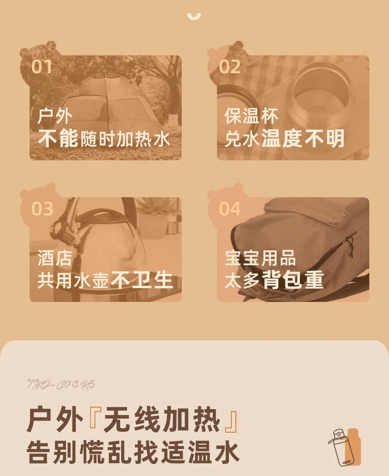 Description Picture 5 of itemUSB/110V/220V Bear Electric Air Pot Portable Temperature-Controllable Water Cup Baby Milk Frother Insulated Cup