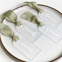 10/20/50Pcs Acrylic Wedding Place Card Frosted Acrylic Name Tag Arch Blank Wedding Decoration Seating Cards DIY Hanging Sign