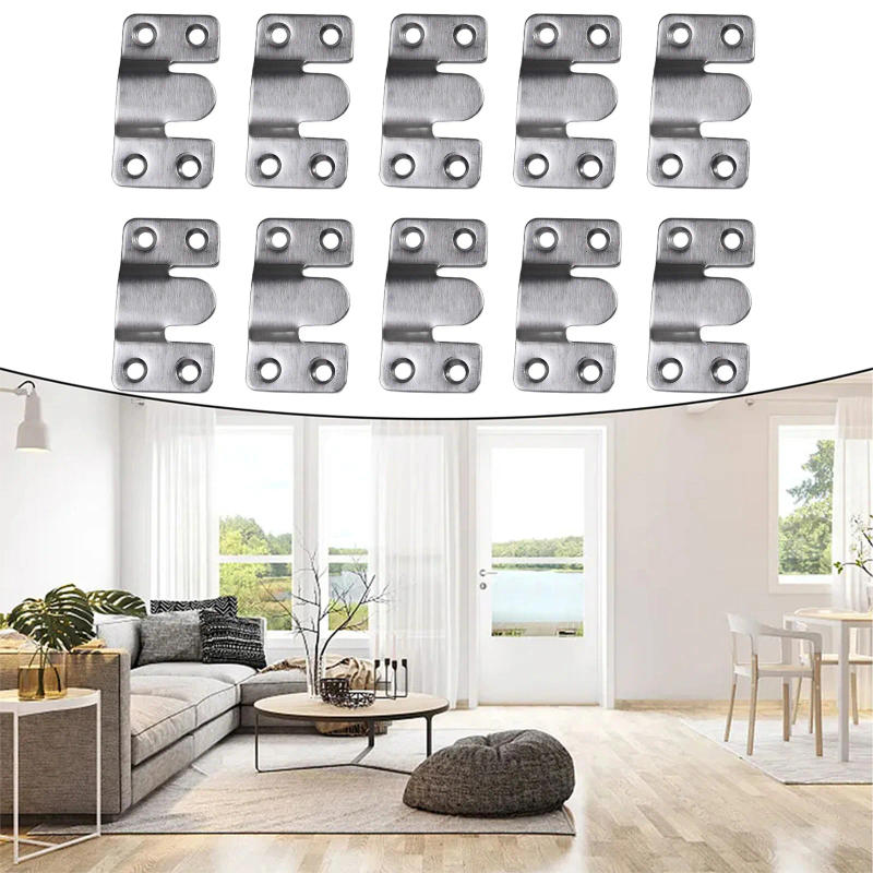Description Picture 3 of item10Pcs Stainless Steel Interlock Hanging Buckle Flush Mount Bracket Furniture Connector Wall Picture Frame Hanger Display Hooks